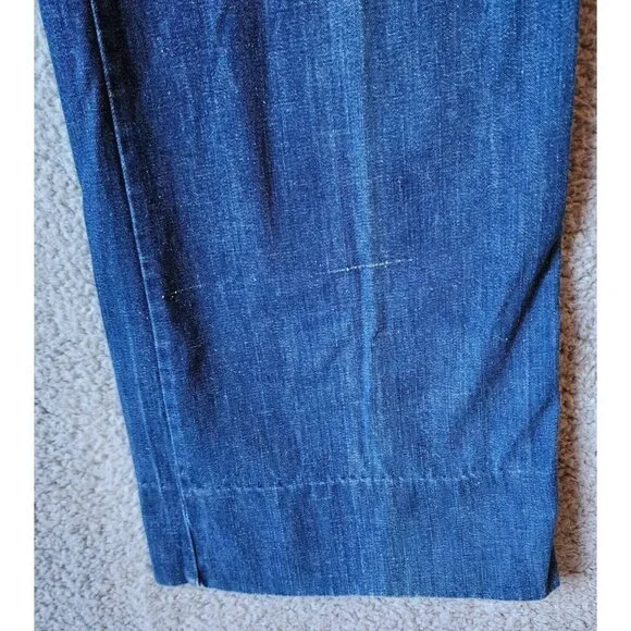 VTG 70s Women's Tour De Force Wide Flare Leg Baggy Jeans Patch Pockets Blue Sz 6